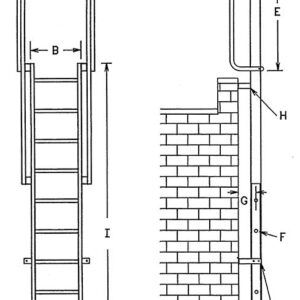 Fixed Aluminum Access Ladder w/Pass Thru Handrails